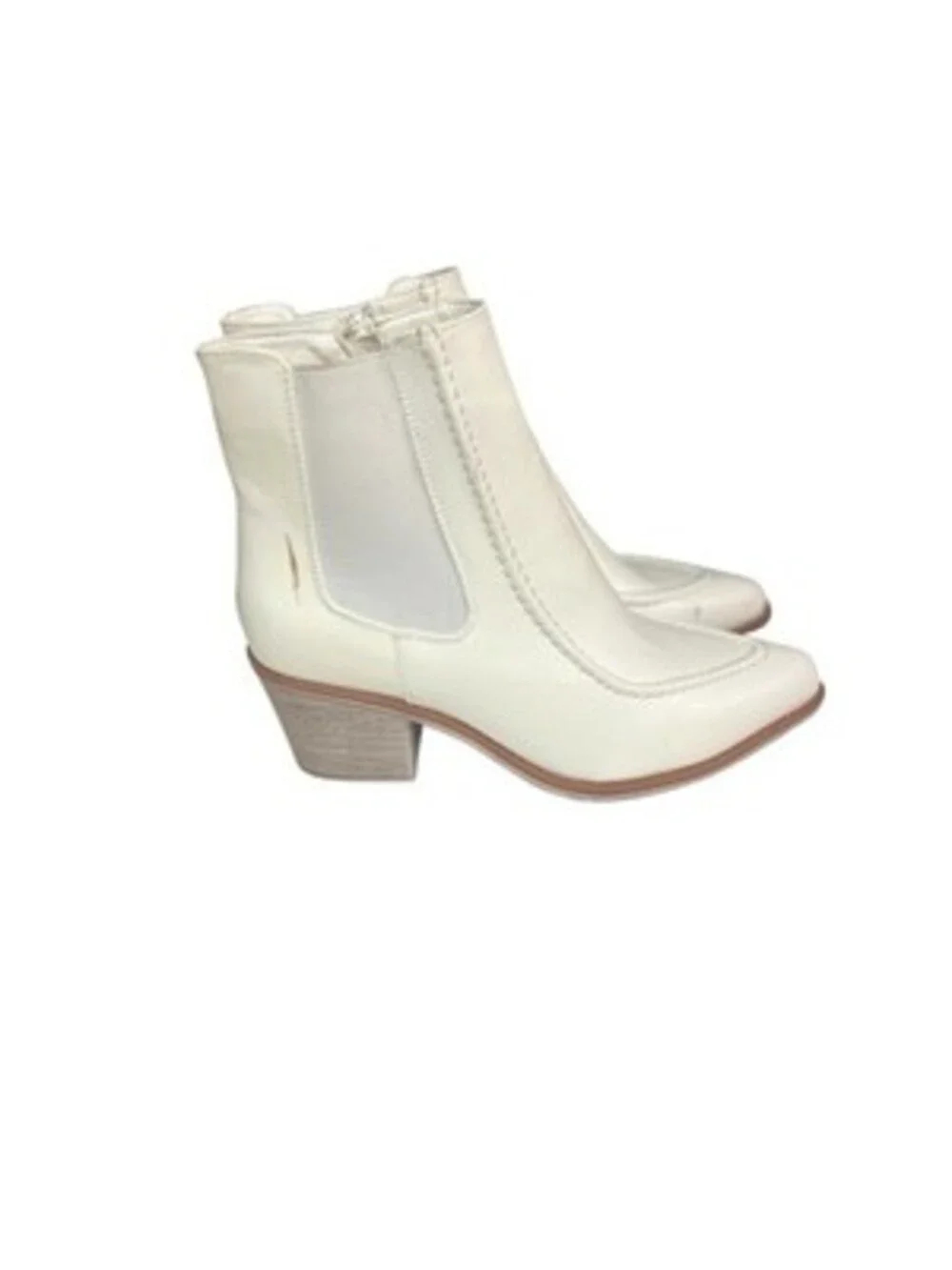 Pierre Dumas Canny Ankle Bootie White Side Zip Size  9 Chelsea Western